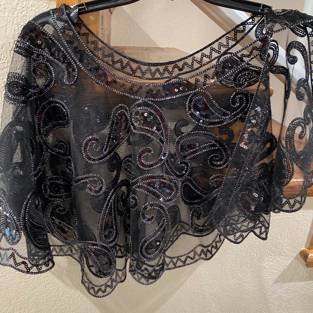 Black Sheer Paisley Top